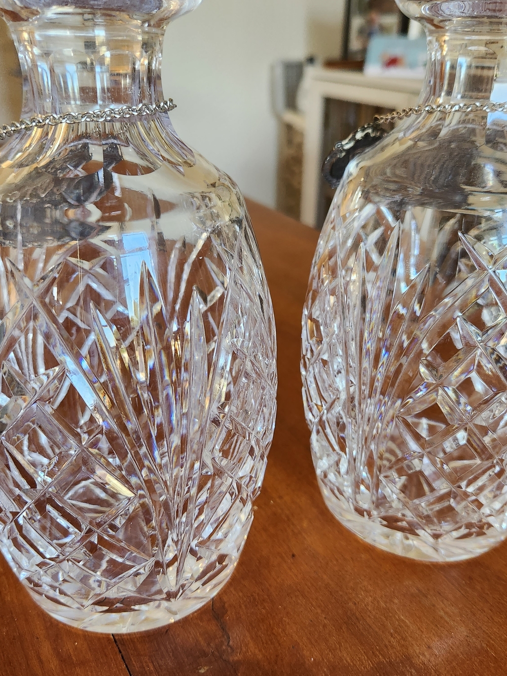 Waterford Crystal Vintage Decanter Set With Silver Plated Tags Bourbon Scotch - Picture 8 of 15